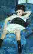 Little Girl on a Blue 
								Armchair